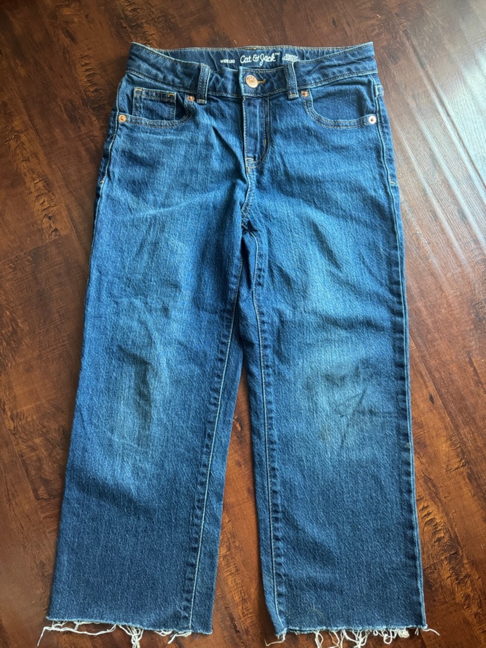 Cat & Jack kids Girls Dark Blue Wide-Leg Jeans